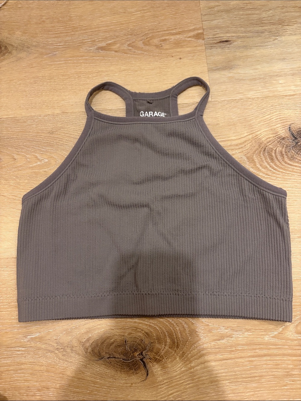 Garage Ribbed High Neck Crop Top